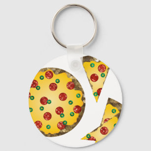 sequin pizza key ring