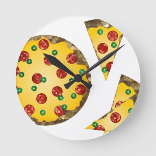 sequin pizza round clock