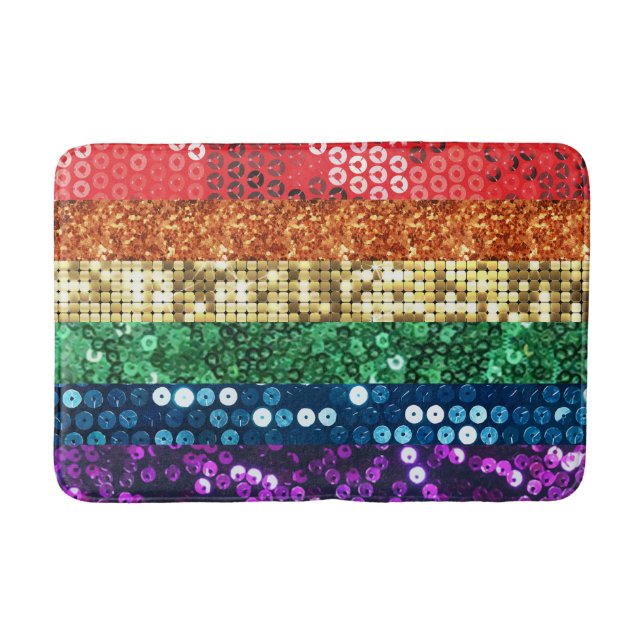 sequin pride flag bathroom bathmat bath mat (Front)