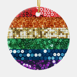 sequin pride flag ceramic tree decoration