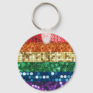 sequin pride flag key ring
