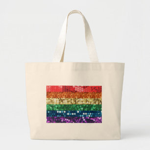 sequin pride flag large tote bag