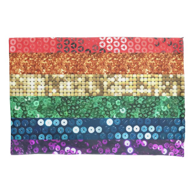 sequin pride flag pillowcase pillow case (Front)