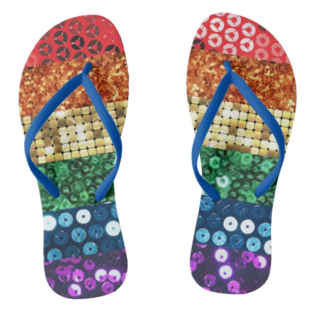 sequin pride flag shoes sandals flip flops (Footbed)
