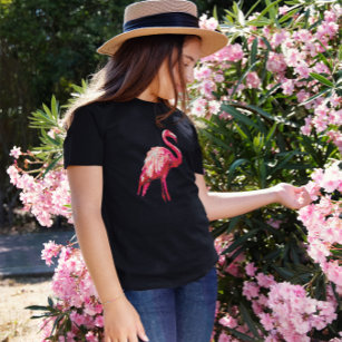 Sequin Printed Tropical Flamingo Girls T-Shirt