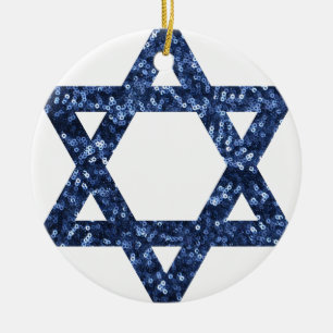 sequin star of david ceramic tree decoration
