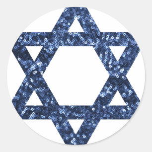 sequin star of david classic round sticker