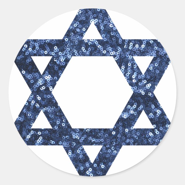 sequin star of david classic round sticker (Front)