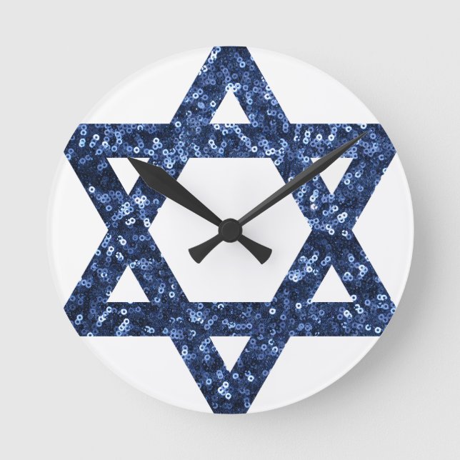 sequin star of david round clock (Front)