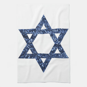sequin star of david tea towel