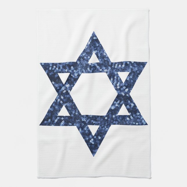 sequin star of david tea towel (Vertical)