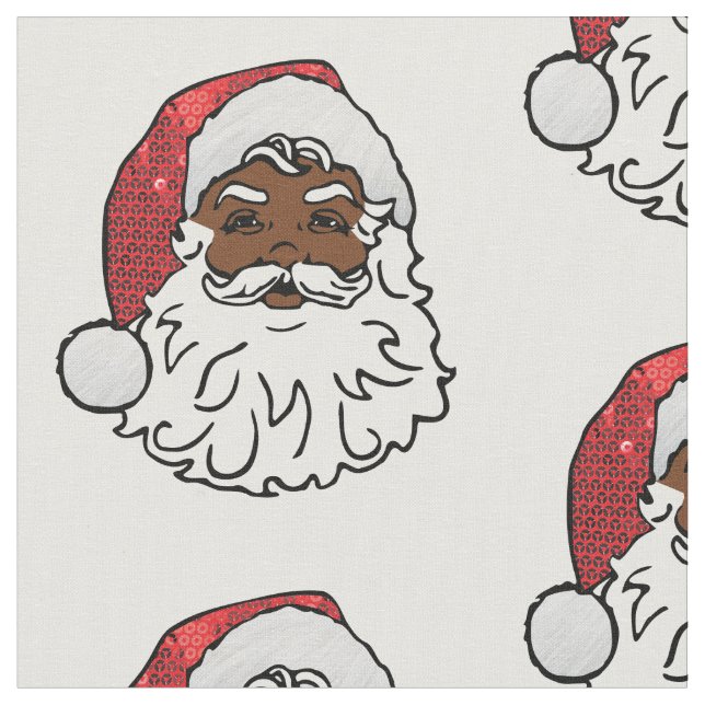 sequined black santa claus fabric (Close Up)