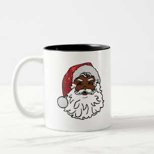 sequined black santa claus Two-Tone coffee mug