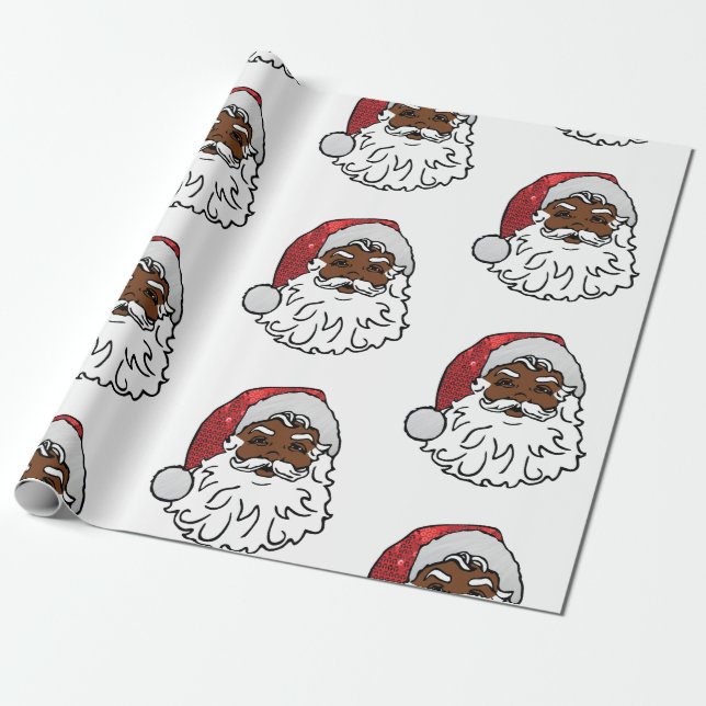 sequined black Santa Claus Wrapping Paper (Unrolled)