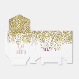 Sequined Gold and Rose Watercolor Thank You Favour Box