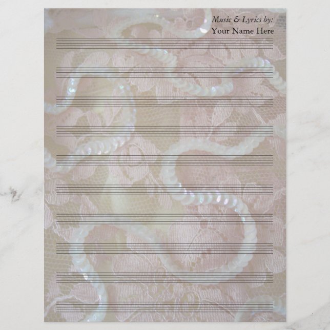 Sequins and Lace  Blank Sheet Music 10 Stave (Front)