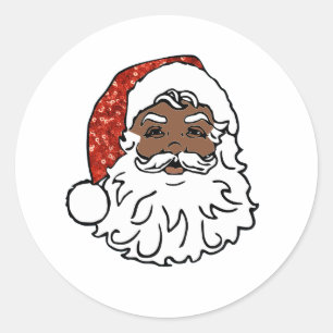 sequins black santa claus classic round sticker