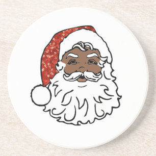 sequins black santa claus coaster