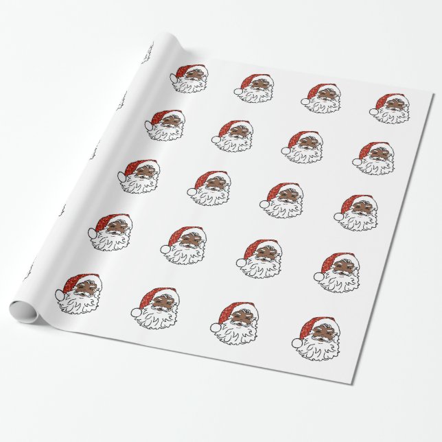 sequins black santa claus wrapping paper (Unrolled)
