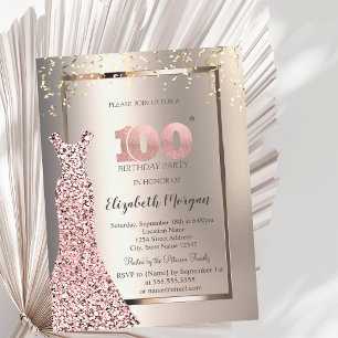 Sequins Dress Confetti Ivory 25th Birthday Invitation