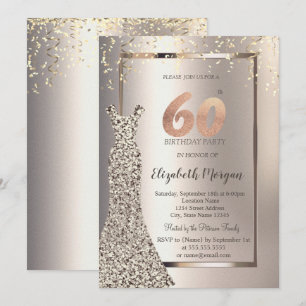 Sequins Dress Confetti Ivory 60th Birthday Invitation