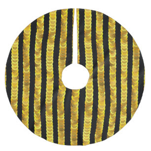 Sequins pattern, beads, rhinestones, 3D fashion. Brushed Polyester Tree Skirt