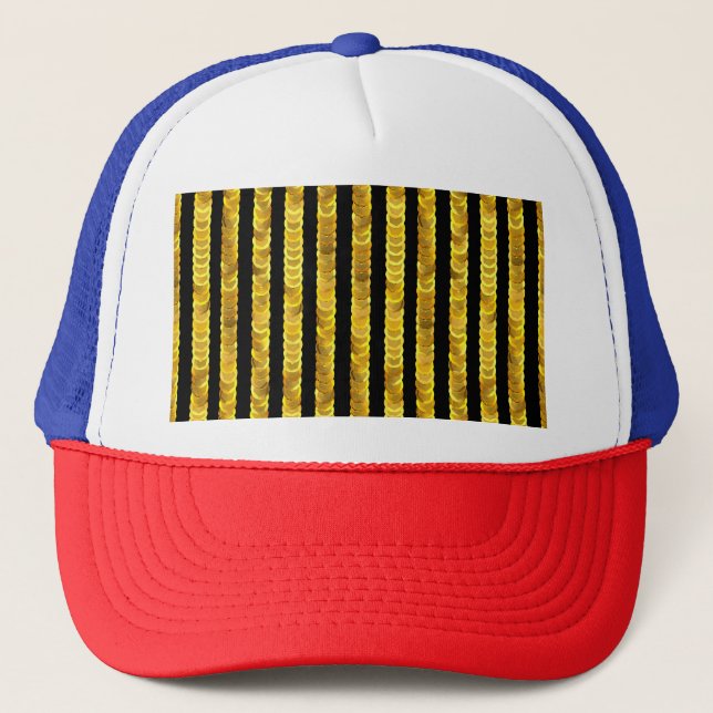Sequins pattern, beads, rhinestones, 3D fashion. Trucker Hat (Front)