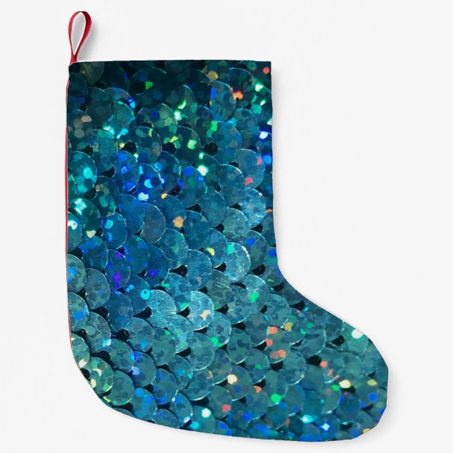 Sequins Sparkle: Macro Abstract Background Small Christmas Stocking (Front)