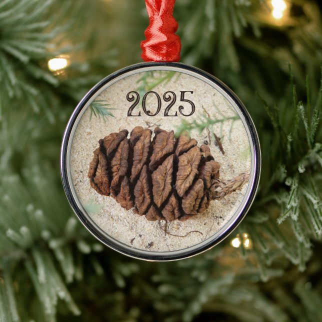 Sequoia Cone in Sand Metal Tree Decoration (Tree)