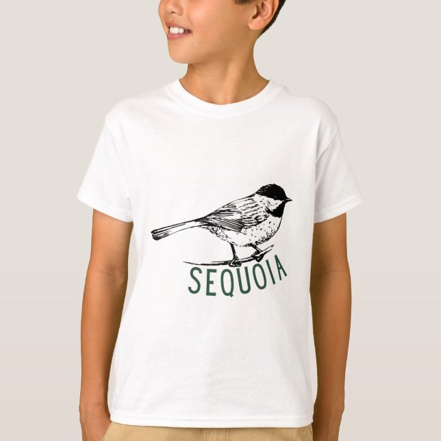 Sequoia Mountain Chickadee bird logo national park T-Shirt (Front)