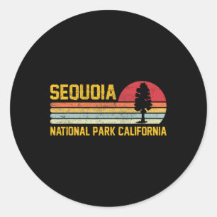 Sequoia National Park California Retro Adventure Classic Round Sticker