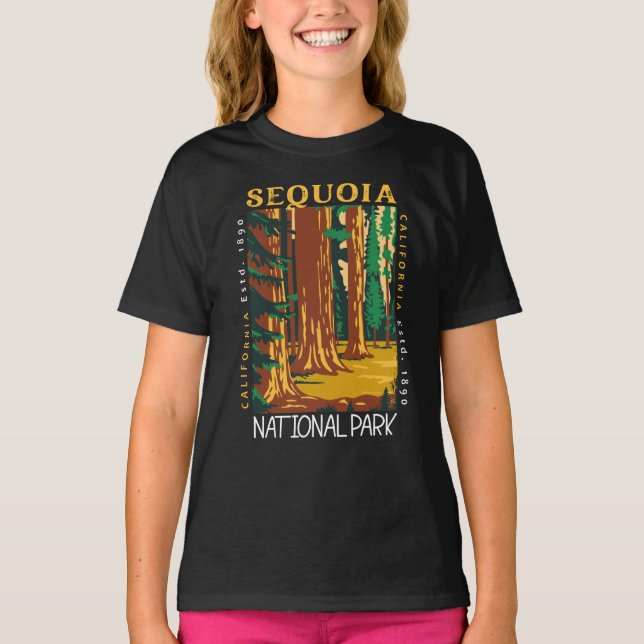 Sequoia National Park California Retro Distressed T-Shirt (Front)