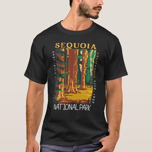 Sequoia National Park California Retro Distressed  T-Shirt (Front)