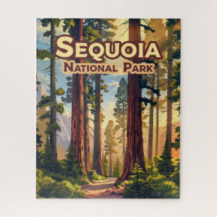 Sequoia National Park California Tree Retro  Jigsaw Puzzle