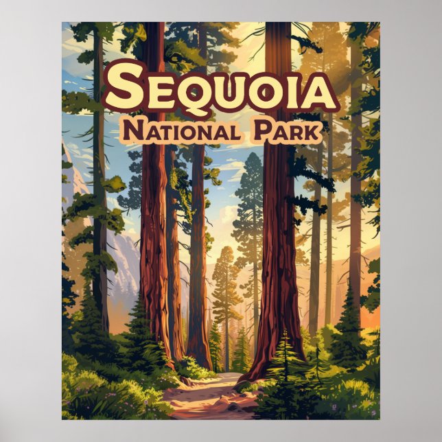 Sequoia National Park California Tree Retro  Poster (Front)
