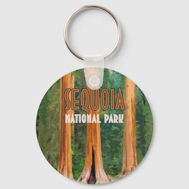 Sequoia National Park California Vintage Key Ring (Front)