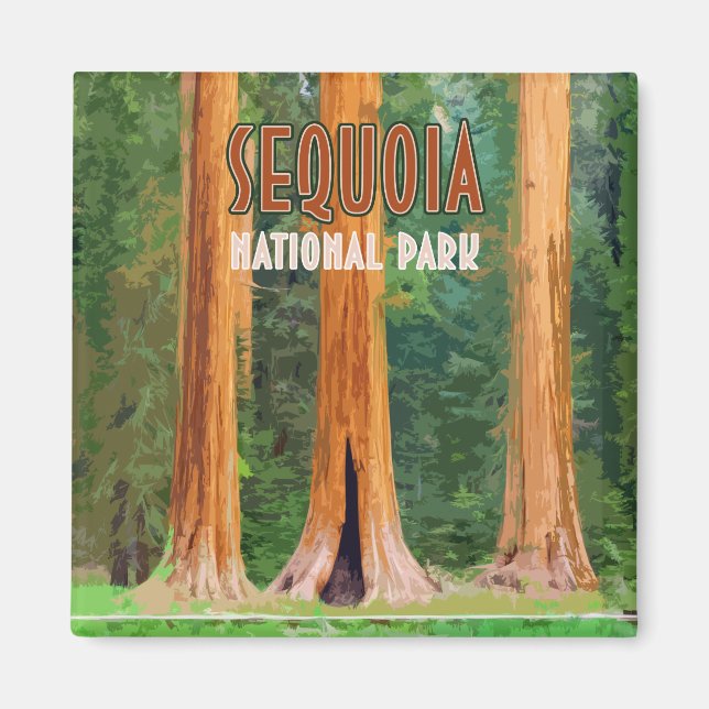 Sequoia National Park California Vintage Magnet (Front)