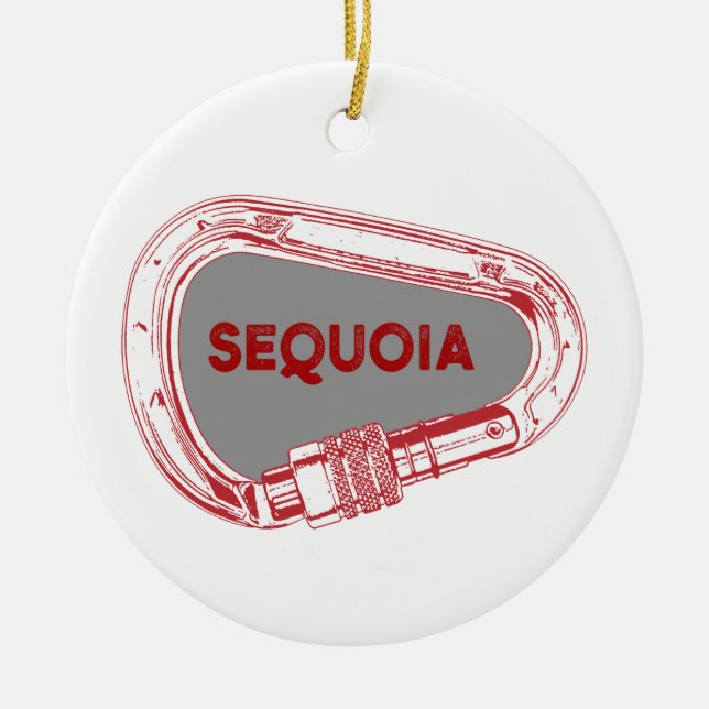 Sequoia National Park Climbing Carabiner Ceramic Tree Decoration (Front)