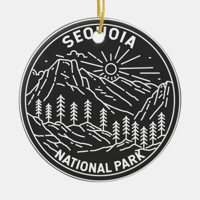 Sequoia National Park Giant Sequoia Trees Monoline Ceramic Tree Decoration (Front)