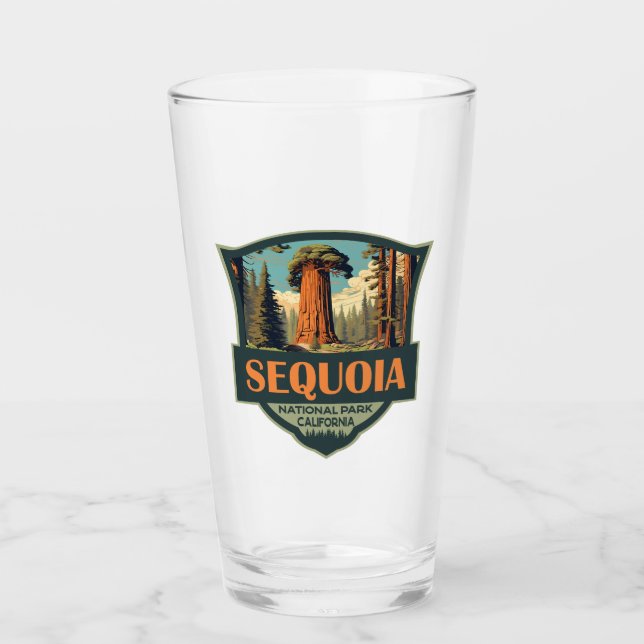 Sequoia National Park Illustration Retro Glass (Front)