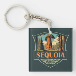 Sequoia National Park Illustration Retro Key Ring