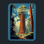 Sequoia National Park Illustration Retro Magnet<br><div class="desc">Sequoia vector artwork design. The park contains the highest point in the contiguous United States,  Mount Whitney,  and is south of Kings Canyon National Park.</div>