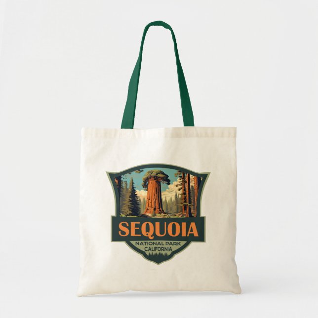 Sequoia National Park Illustration Retro Tote Bag (Front)