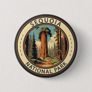 Sequoia National Park Illustration Travel Art 6 Cm Round Badge