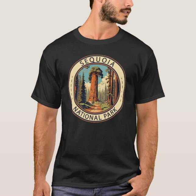 Sequoia National Park Illustration Travel Art T-Shirt (Front)