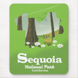 Sequoia National Park map travel poster Mouse Mat
