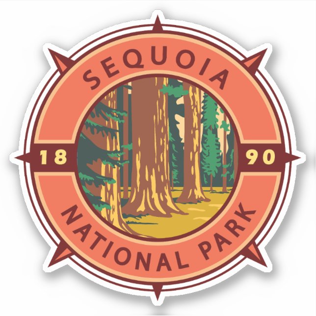 Sequoia National Park Retro Compass Emblem  (Front)