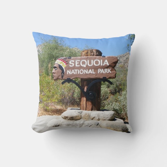 Sequoia National Park Sign Pillow! Cushion (Front)