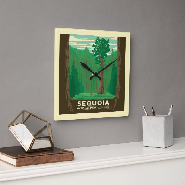 Sequoia National Park Square Wall Clock (Office)