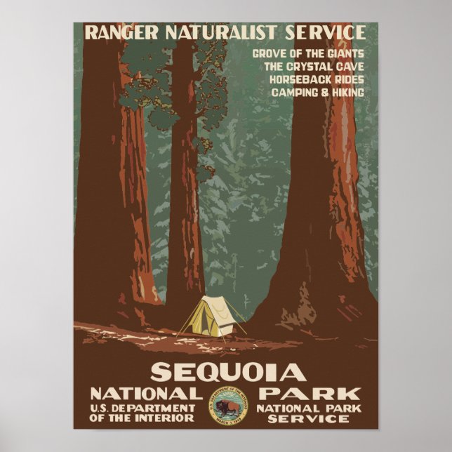Sequoia National Park USA Vintage Travel Poster (Front)